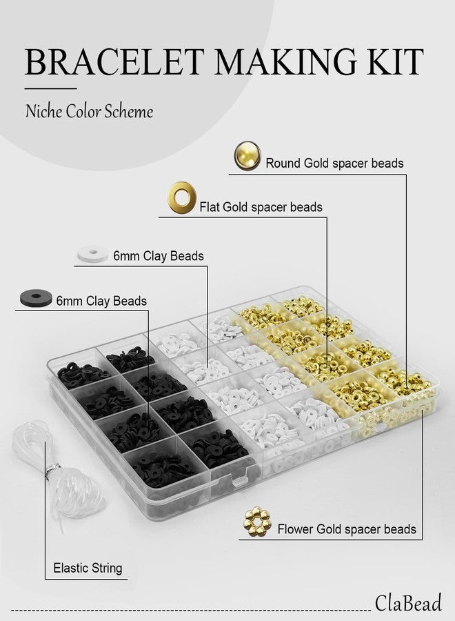 طقم صنع أساور ClaBead للأولاد، 3200 قطعة، طقم أساور من خرز الطين مع خرز ذهبي وزهرة ذهبية، طقم أساور خرز الصداقة السريع لصنع الأساور - Image 4